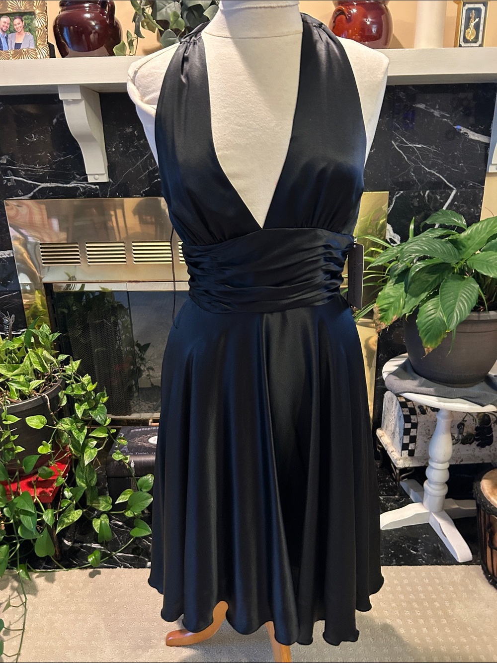 Papell Boutique Black Marilyn Monroe SilkHalter Dress